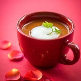 Cappuccino de légumes oubliés et tomates