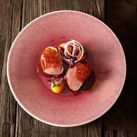 Filet de sanglier, mostarda di frutta et purée de patates douces