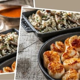 Langkorrelrijst met salie en champignons