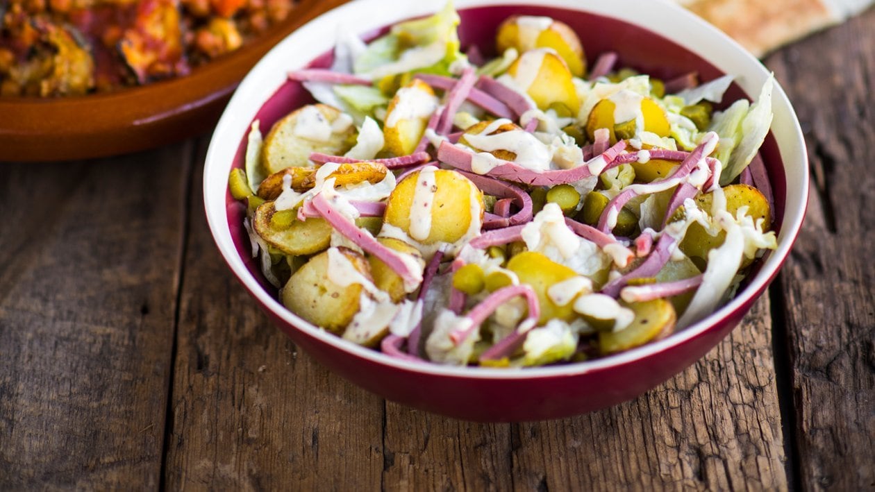 Salade van krielaardappel met pastrami – - Recept 