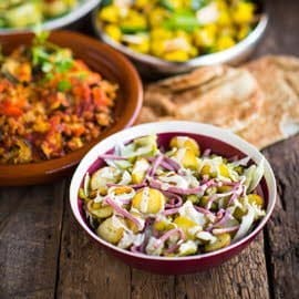 Salade van krielaardappel met pastrami