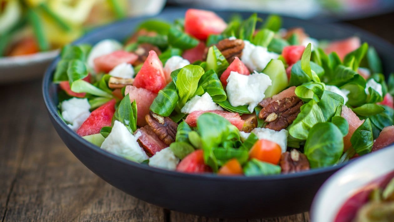 Zomerse salade van watermeloen en veldsla – - Recept 