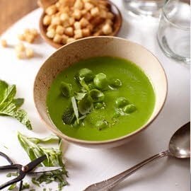 Soupe aux petits pois de Londres à la menthe et à l’estragon