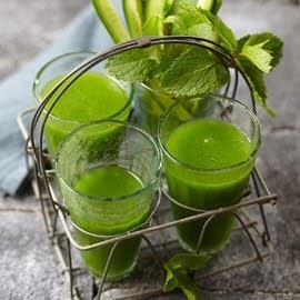 Soupe froide marocaine au concombre avec mini-concombres et menthe