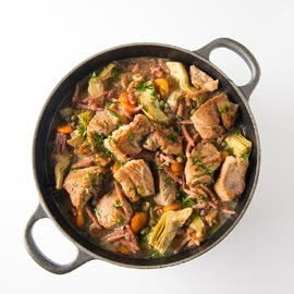 Stoofpotje van Kempisch kalfsvlees met artisjokharten