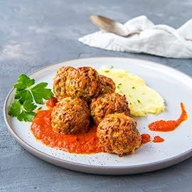 Vegetarische balletjes in tomatensaus