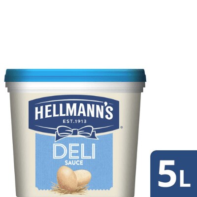 Hellmann’s Deli 5L - ⚠️ Hellmann's utilise temporairement des œufs de poules élevées au sol pour ses produits en raison de l'obligation de confiner les poules, <a href="https://www.favv-afsca.be/professionnels/productionanimale/santeanimale/grippeaviaire/">comme stipulé par l’AFSCA.</a>