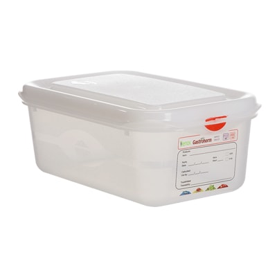 Gastronox - GN 1/4 bewaardoos 10 cm met kleurenclips en deksel – 2,8l - 