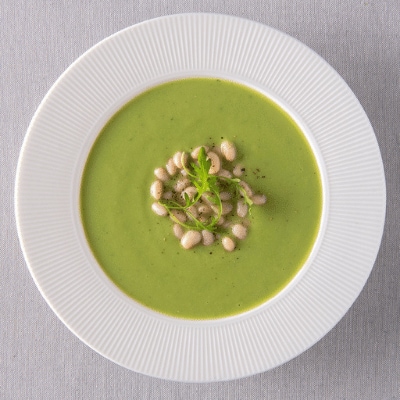 Chou-fleur, crème de mascarpone-roquette et haricots cannellini