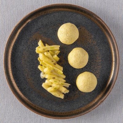 Haricots beurre aux fines herbes et à l’ail, en fingerfood