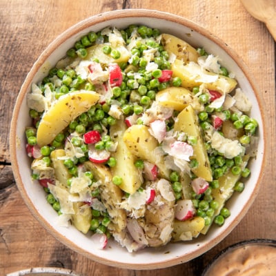 Salade de pommes de terre aux petits pois et parmesan