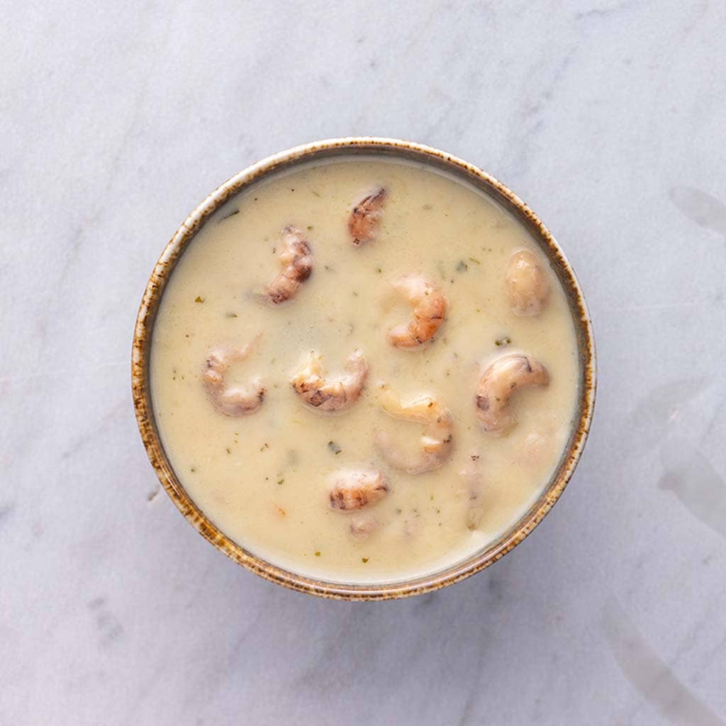 Sauce au vin blanc et crevettes grises