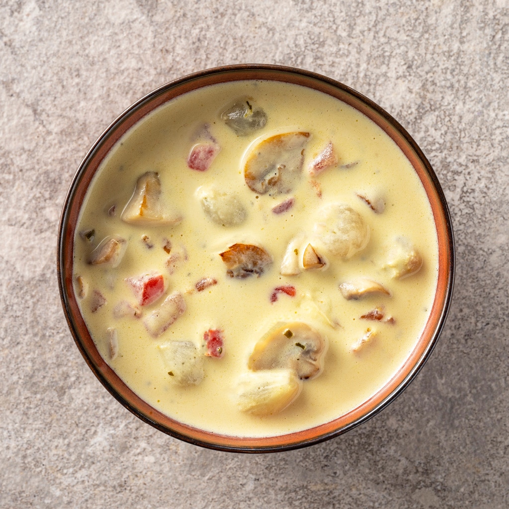 Sauce champignons crémeuse aux oignons grelots