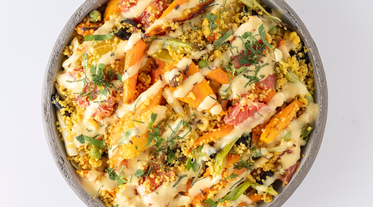 Taboulé rafraîchissant aux carottes grillées, vinaigrette au curry – - Recette