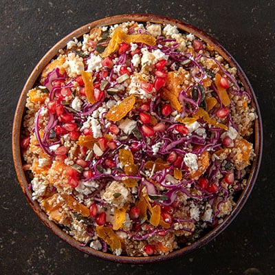 Quinoasalade met pompoen en rode kool