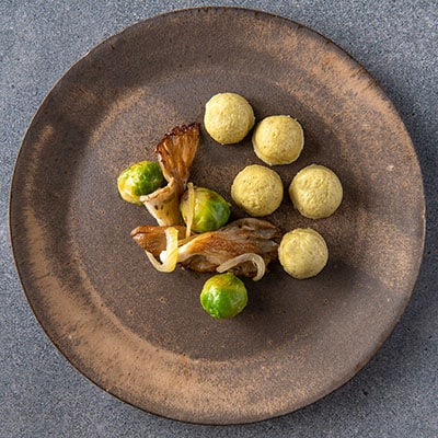 Spruitjes met oesterzwammen als fingerfood