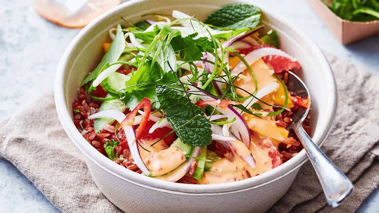 Thaise rijst salade met citrus vinaigrette (delivery) – Recept 