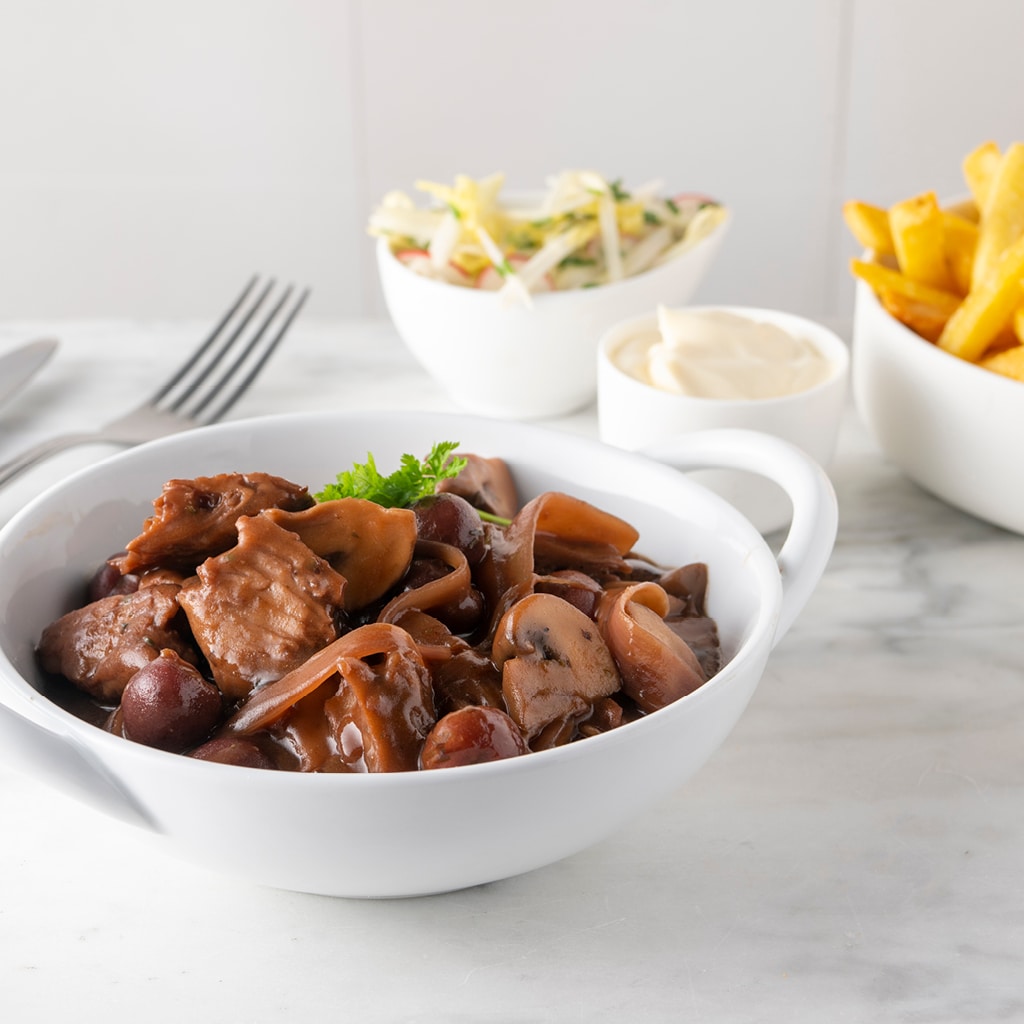 Cocotte de The Vegetarian Butcher™ NoChicken Chunks véganes à la Kriek