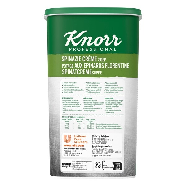 Knorr Professional Spinazie Crèmesoep Poeder 1.1 kg​ - 