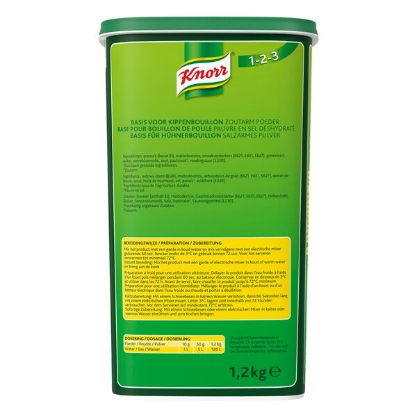 Knorr 1-2-3 Bouillon de Poule pauvre en sel en Poudre 1.2 kg - 