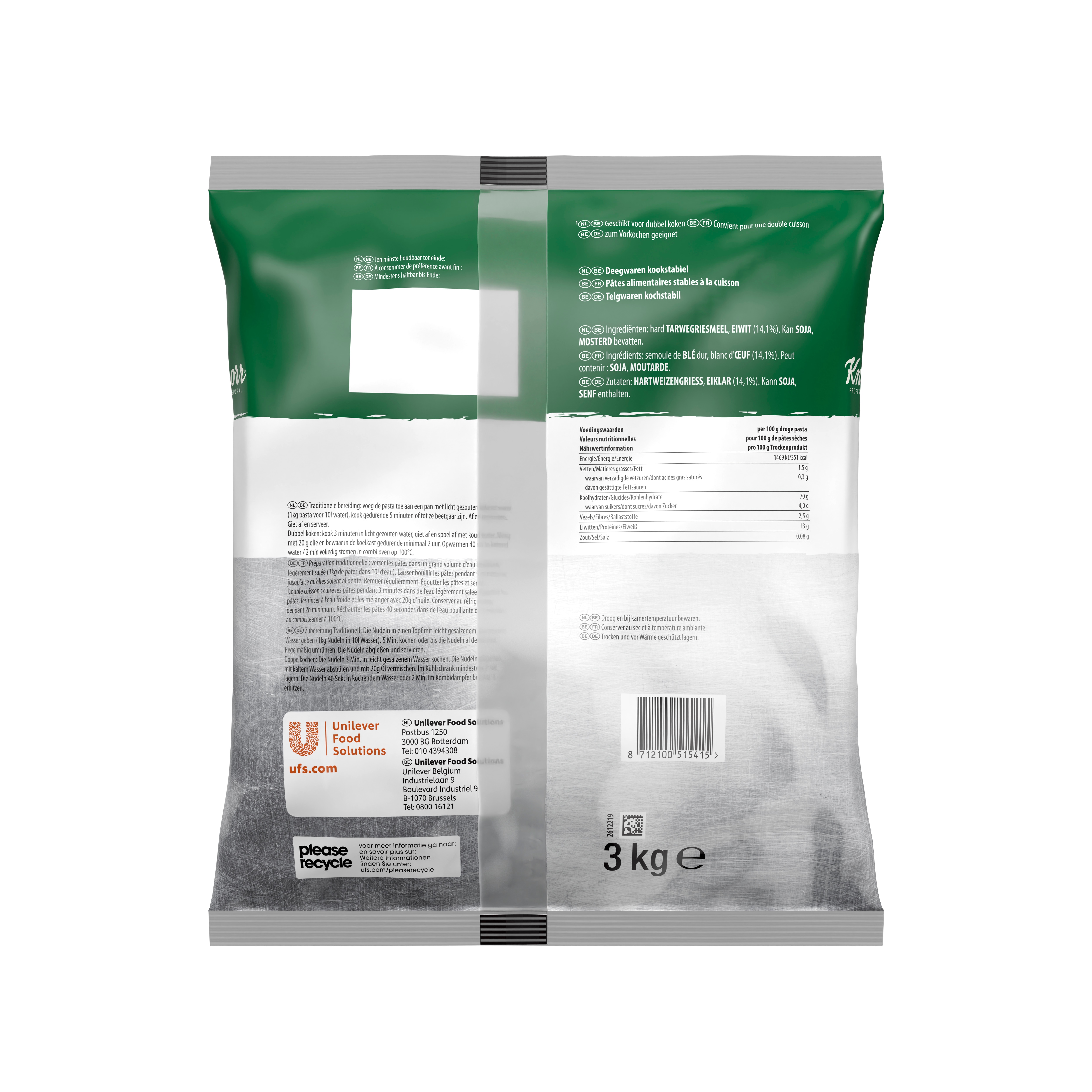 Knorr Professional Spaghetti fins Stables à la cuisson Pâtes 3 kg - 