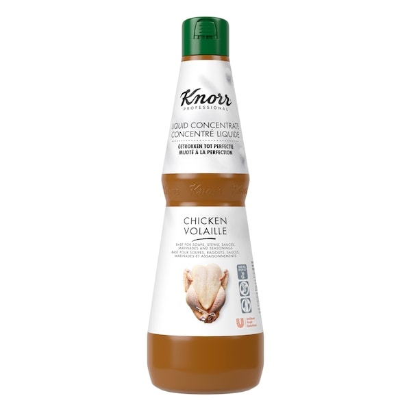 Knorr Professional Concentré Liquide Volaille 1 L - "Chaque goutte apporte un goût intense de poule.” Ambroise Steinbach, La Mangeoire, Virton